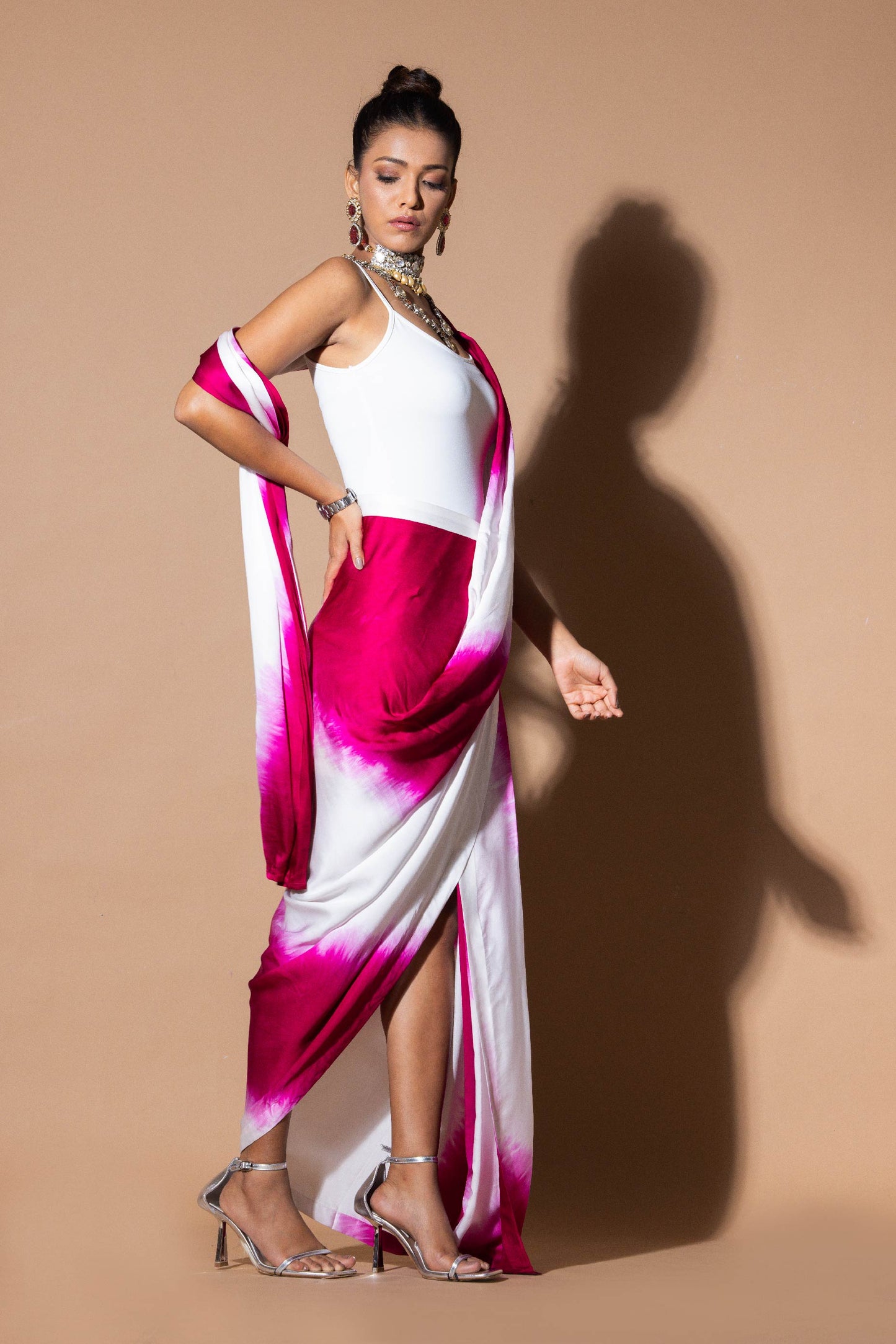 Lustrous Pre Draped Pink Saree