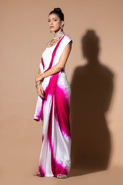 Lustrous Pre Draped Pink Saree