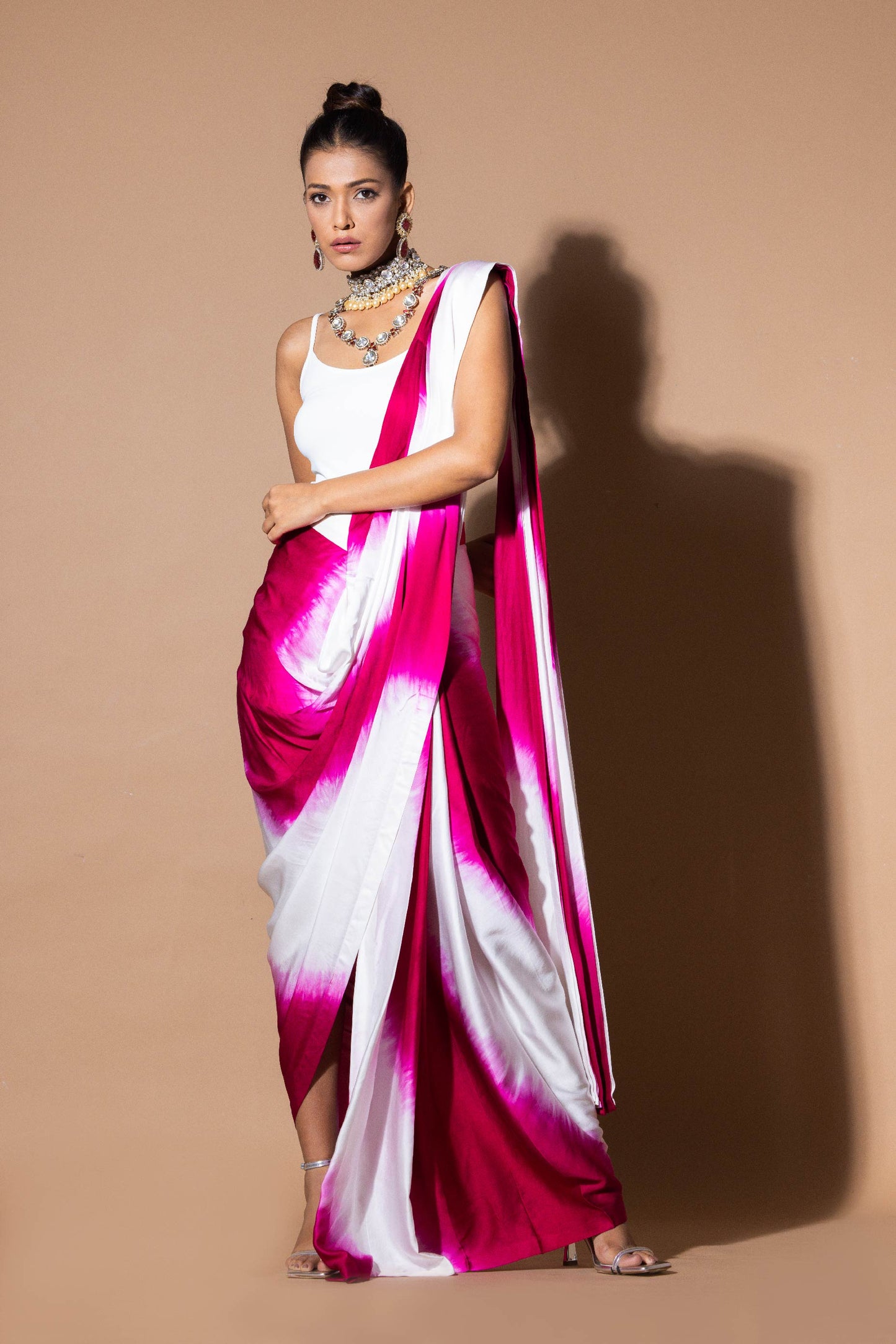 Lustrous Pre Draped Pink Saree