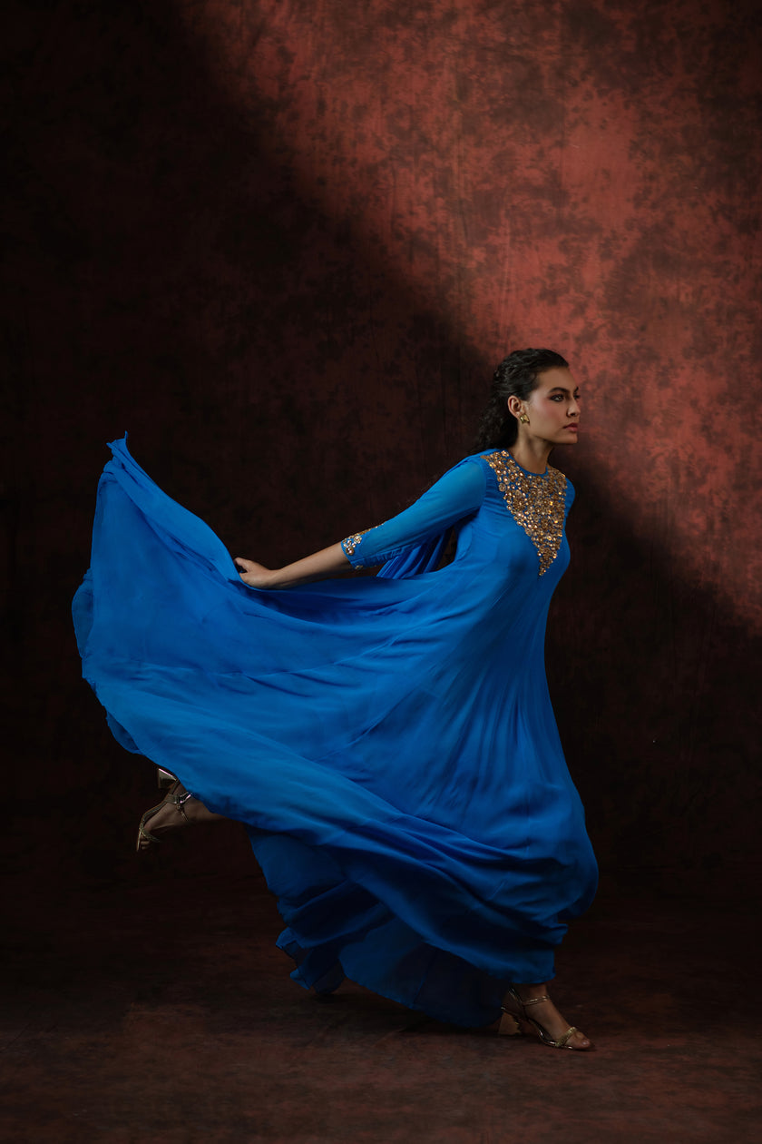 Sapphire Embrace Gown