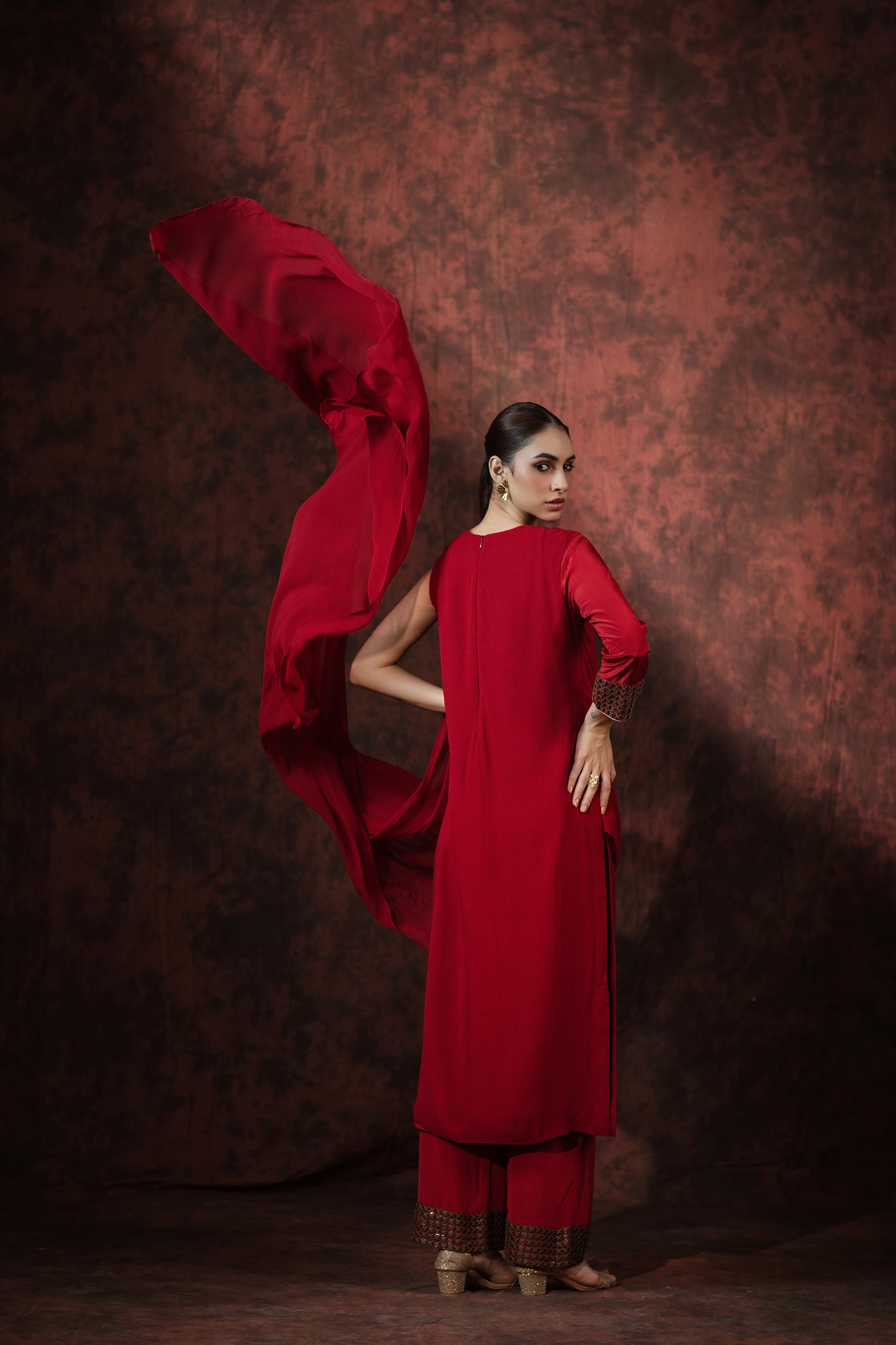 Rouge Radiance Draped Ensemble