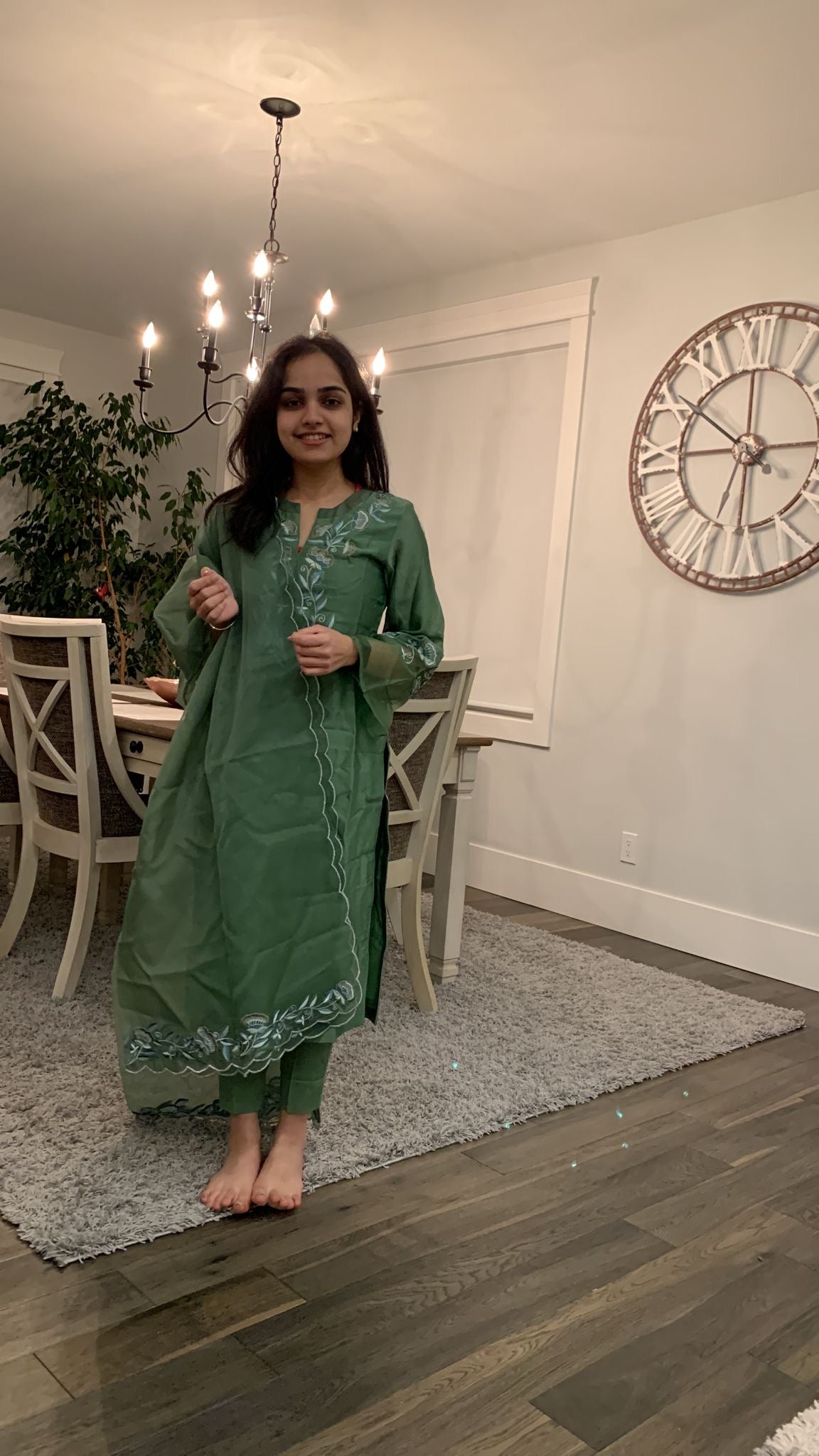 Twilight Emerald Chanderi Set