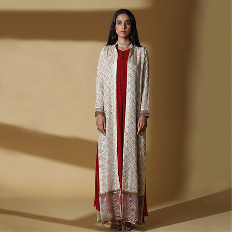 Georgette Angrakha with Brocade Jacket Set