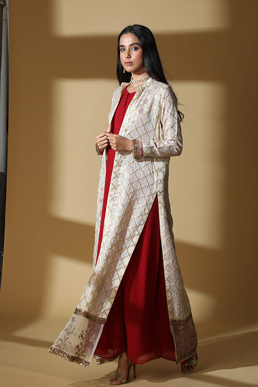 Georgette Angrakha with Brocade Jacket Set