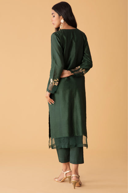 Twilight Emerald Chanderi Set