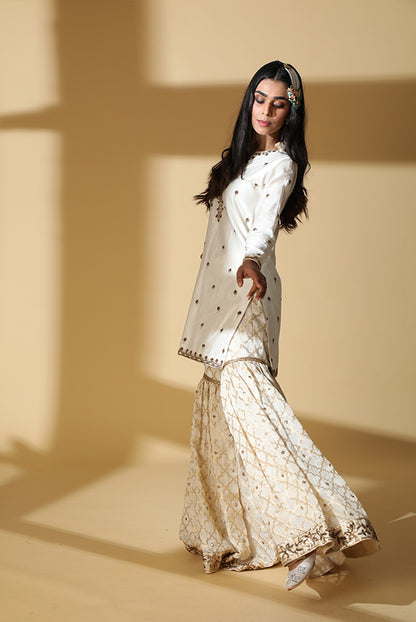 Ivory Brocade Gharara Set 