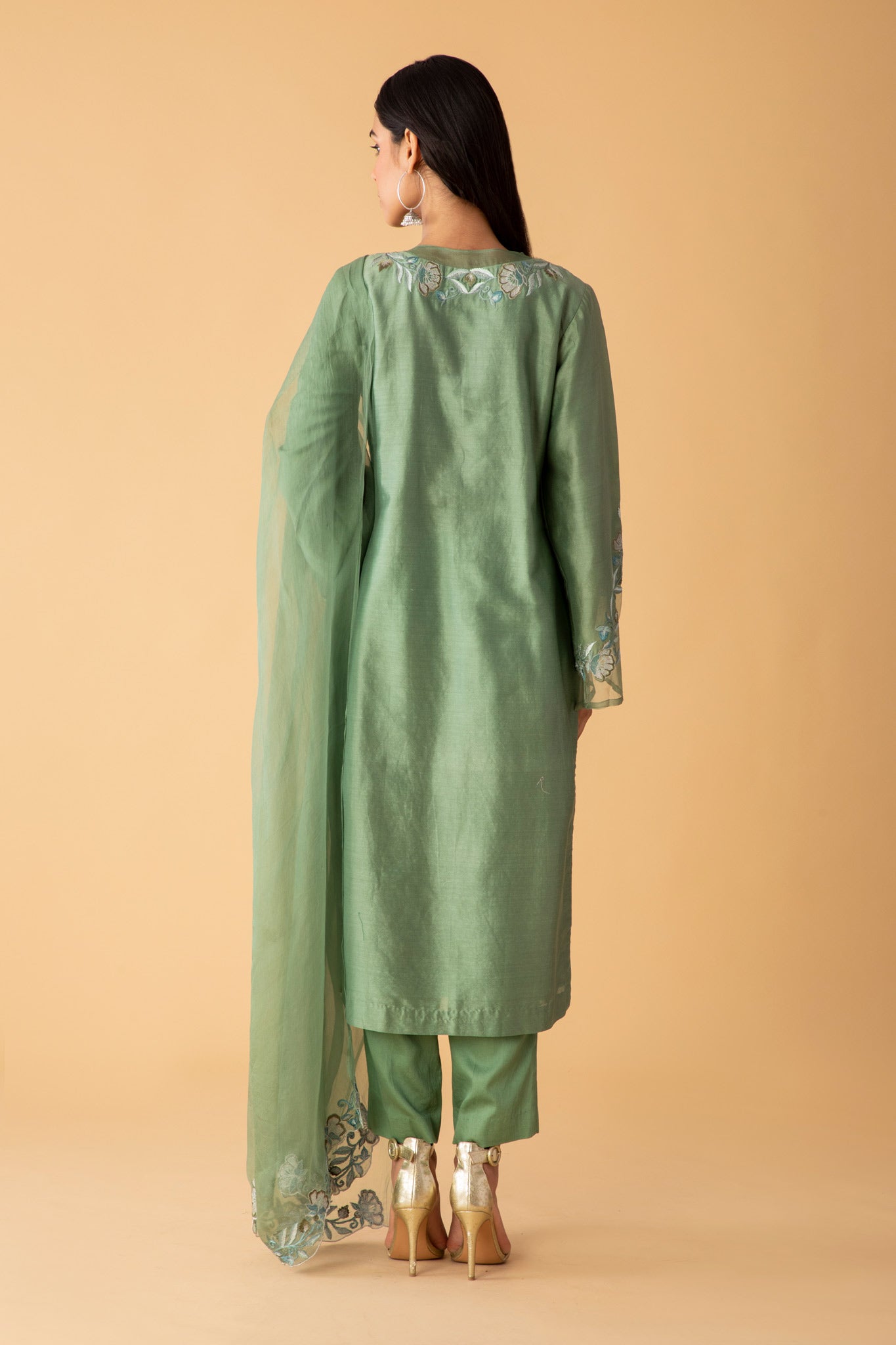 Breeze Chanderi Basil Green Set