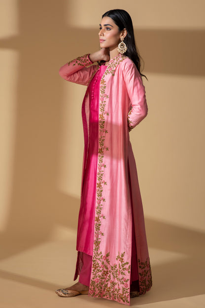 Classic Chanderi with Embroidered Jacket Set