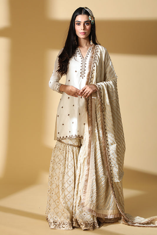 Ivory Brocade Gharara Set 