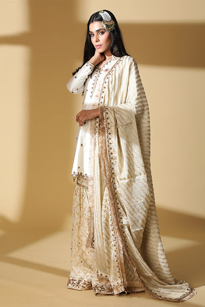 Ivory Brocade Gharara Set 