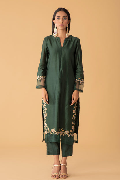 Twilight Emerald Chanderi Set