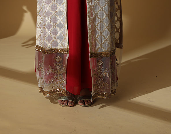 Georgette Angrakha with Brocade Jacket Set